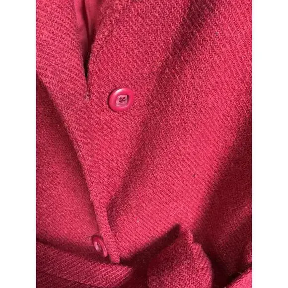 United Colors of Benetton Women's Red Wool Blnd Trench Coat / Belt Retro boho - Picture 9 of 9